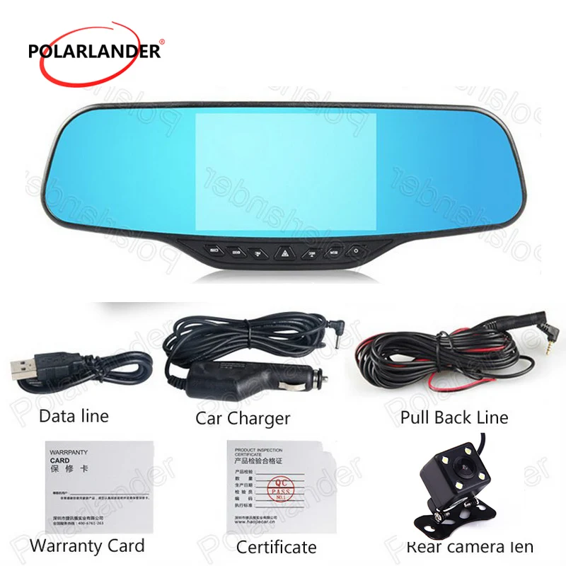 4 3 дюймовое зеркало заднего вида Автомобильный видеорегистратор с двумя