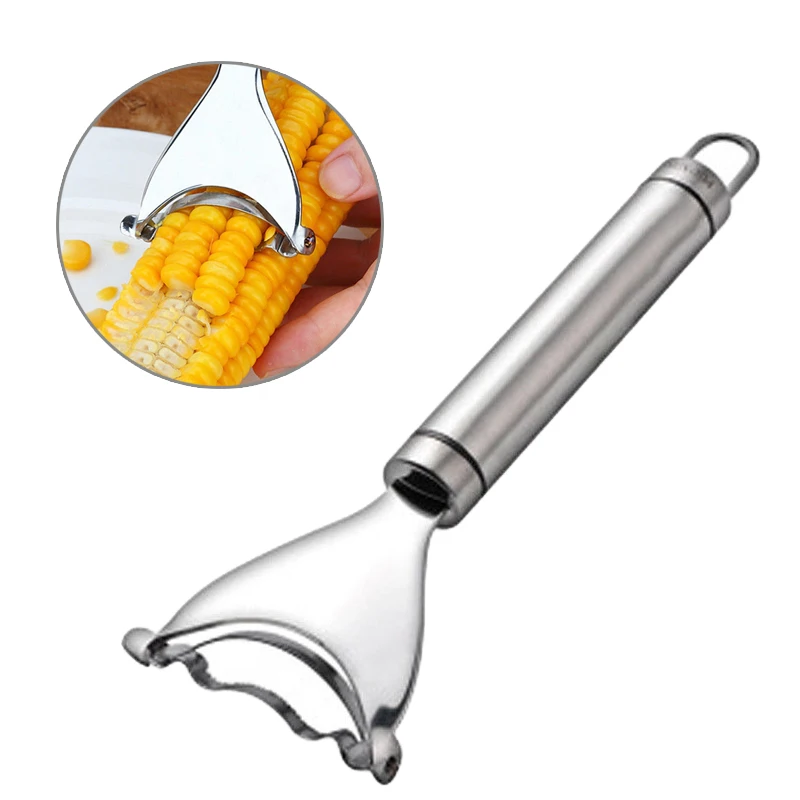

Stainless Steel Corn Slicer Peeler Thresher Cob Cutter Strip Remover Kernel Tool Kitchen Practical helpers Thresher Cob Cutter