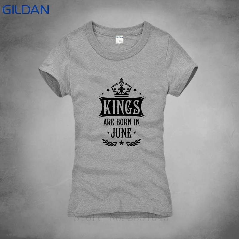 Черная футболка женская с коротким рукавом Kings Are Born In June King Happy Birthday забавная 100% 2018