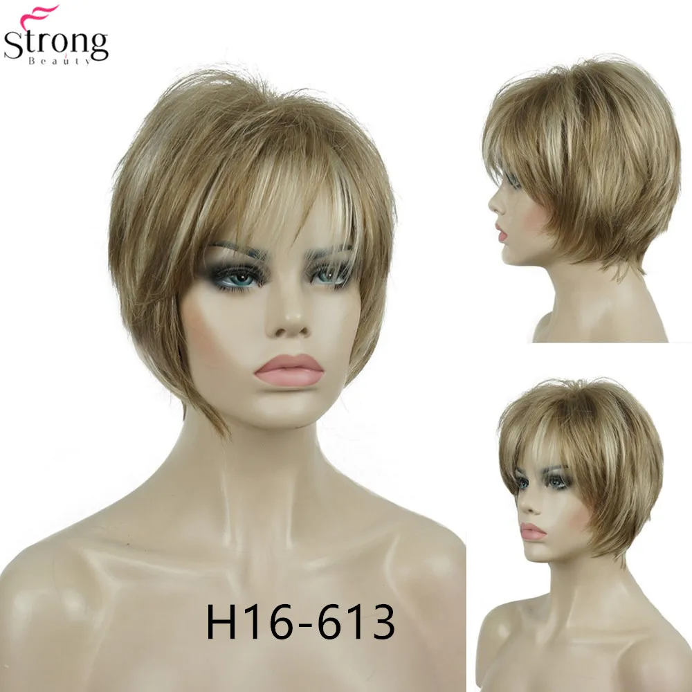 StrongBeauty синтетический парик женский коричневый/светлые волосы натуральный парик короткие прямые парики