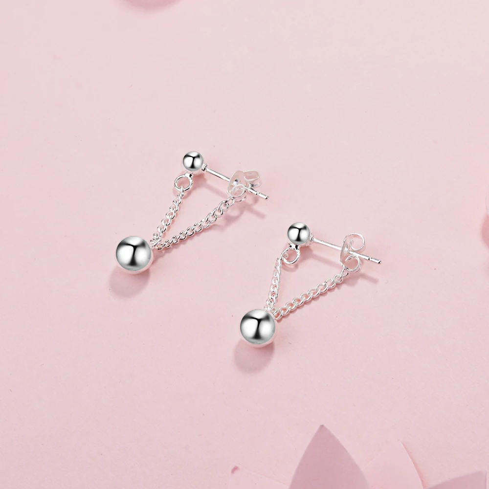 Женская Длинная подвеска из серебра 925 пробы с круглыми бусинами | Украшения и