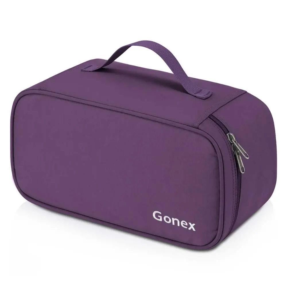 Purple Gonex для хранения нижнего белья, бюстгальтеров Сумка путешествия Органайзер чехол подвесной Портативный нижнее белье с молнией мешок для Для женщин леди Для мужчин 6 цветов - Цвет: Purple