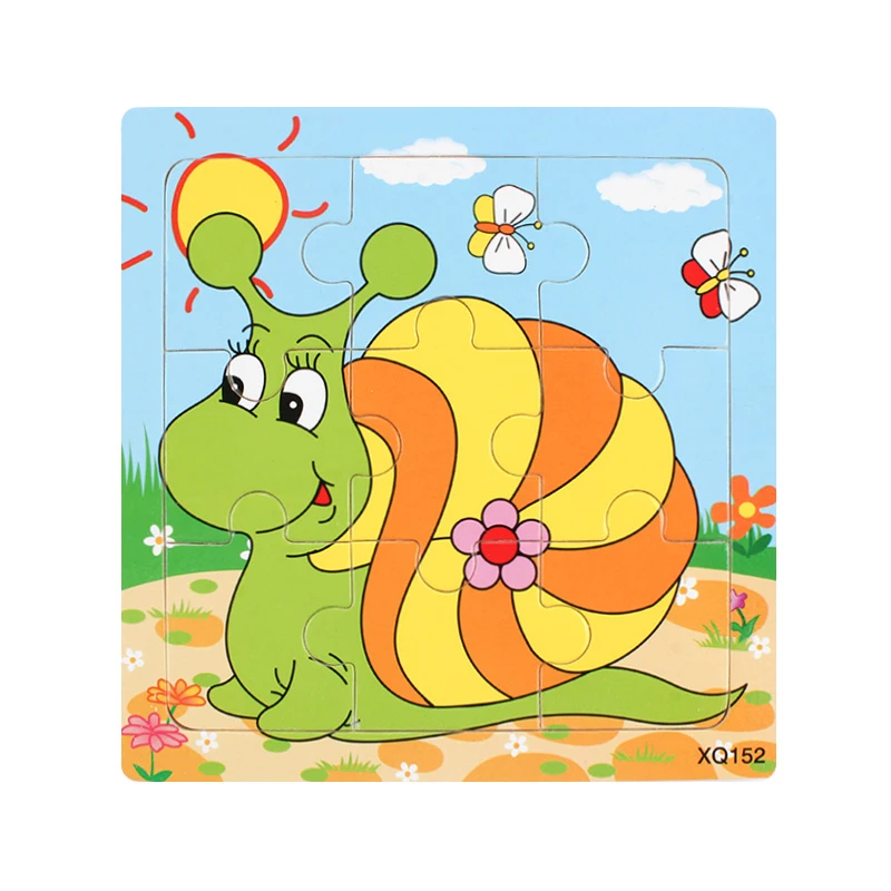 Милые Мультяшные деревянные пазлы животные Обучающие Детские игрушки подарок