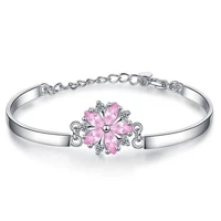fashion exquisite silver plated jewelry personality sakura cherry blossoms flower female gift beautiful bracelets sb101