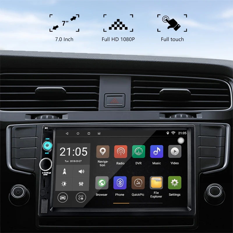 Jansite 7 "2 Din Универсальное автомобильное радио Android8.1 плеер с цифровым 1080 P gps Wifi