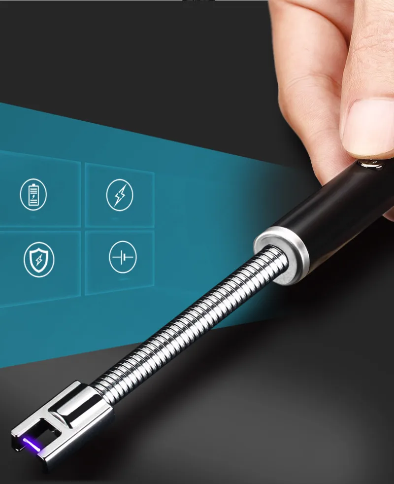 1 шт. электрическая зажигалка с подключением к USB, вращение на 360 градусов, перезаряжаемое Беспламенное ветрозащитное кухонное зажигалка, подходящая для пожарного стартера, дуговая зажигалка