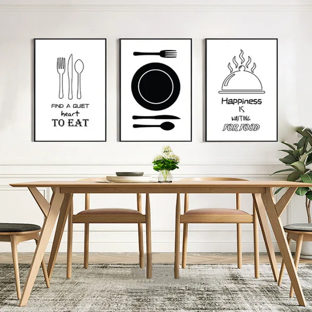 

Minimalist Kitchenware Canvas Painting Black and White Nordic Poster Print Wall Art Pictures for Kitchen Dining Room Home Decor