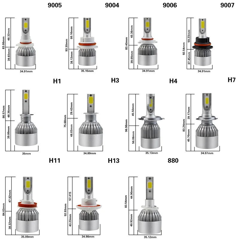 

Shipping by DHL H4 LED H7 H11 H1 9004 9006 9007 HB1 HB2 HB3 HB4 HB5 H3 H13 LED Car Headlight Bulbs 72W 7600LM 6000K Auto lamp