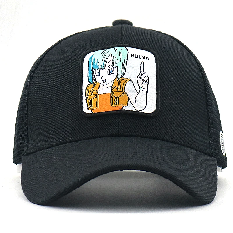 Новинка, сетчатая бейсболка Dragon Ball для лета, черная бейсболка с мультяшной вышивкой, хлопковая Регулируемая модная кепка в стиле хип-хоп