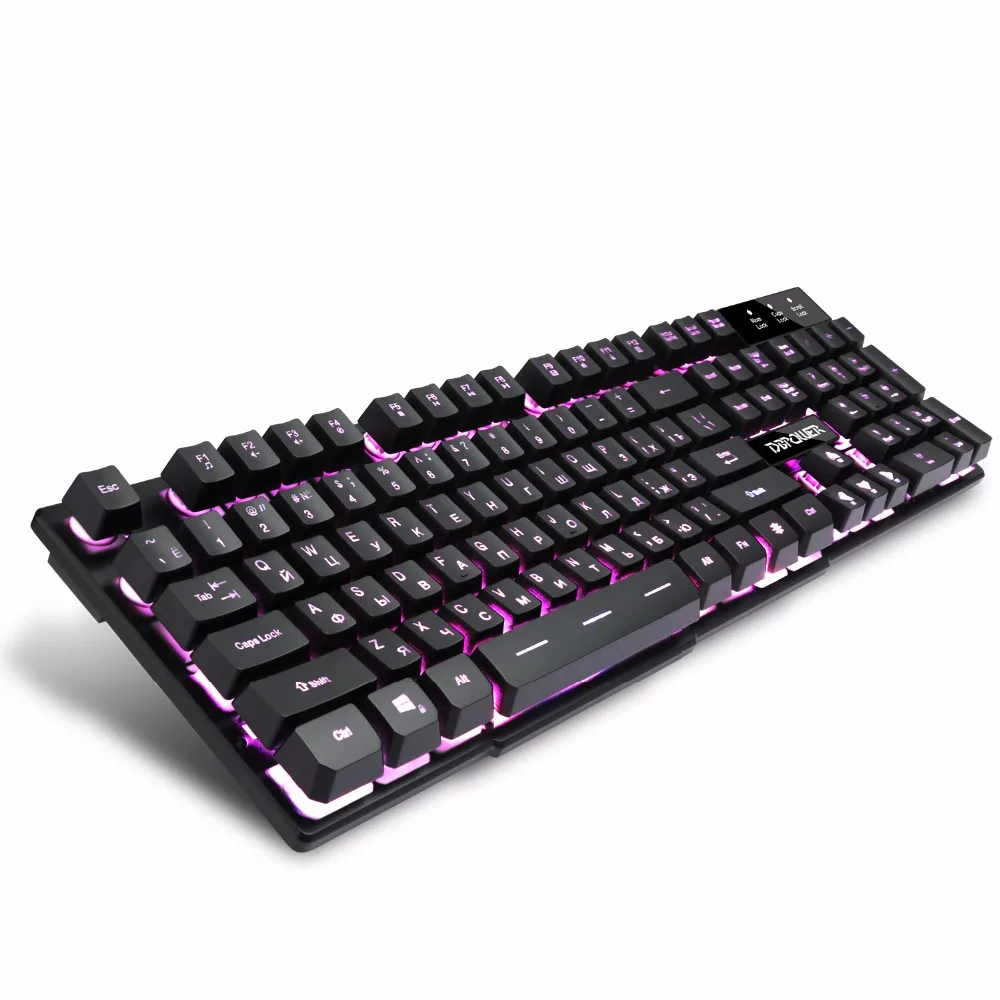 DBPOWER русская/английская игровая клавиатура USB 3 режима подсветки плавающие брелки