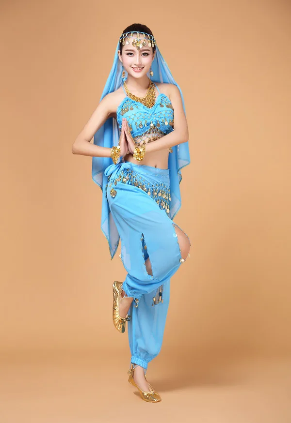 Женский костюм для танца живота индийское платье комплект из 4 предметов |