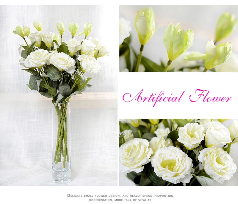 Шелковые европейские Искусственные цветы 3 головы поддельные Eustoma Gradiflorus Lisianthus Рождество Свадьба Праздник декор дома 5 цветов
