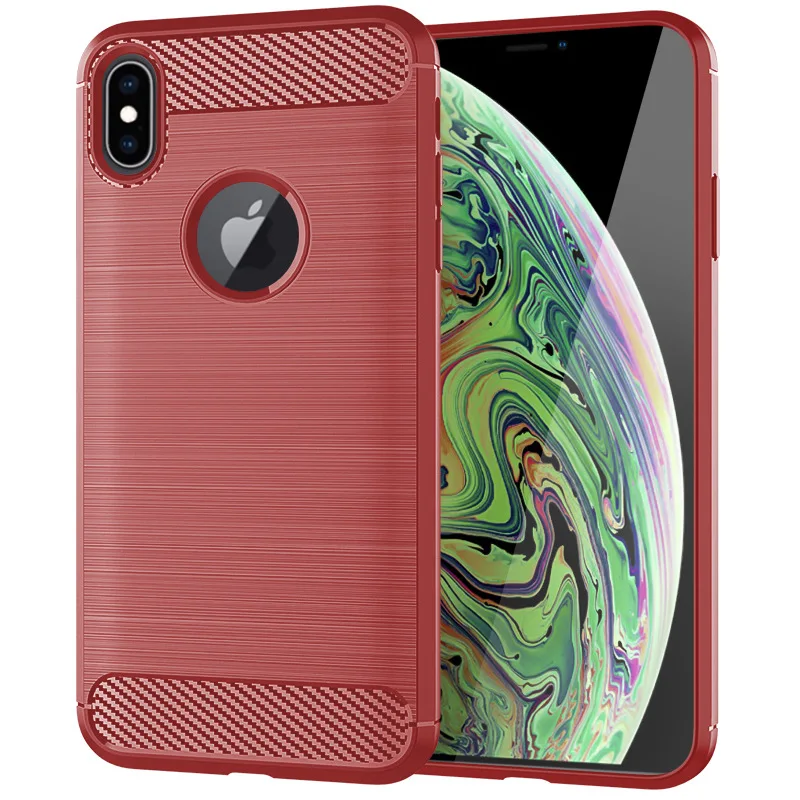 Для iPhone Xs Max чехол из углеродного волокна для задняя крышка Мягкий Силиконовый