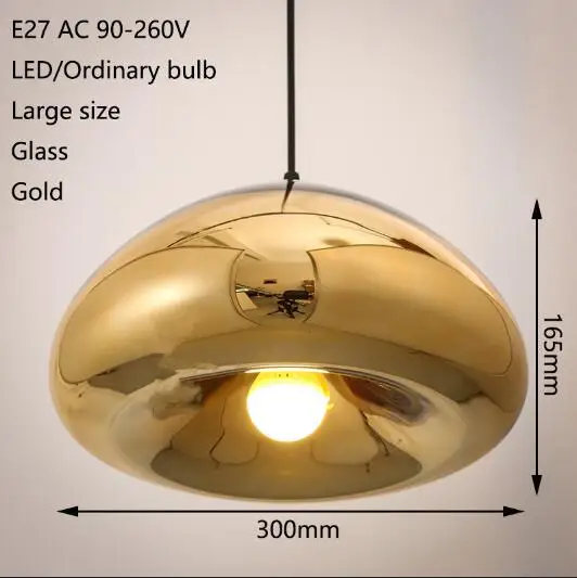 GoldLarge Арт-деко современный стеклянный подвесной светильник светодиодный E27 с 3 цветами для гостиной спальни столовой кафе отеля ресторана офиса - Цвет корпуса: GoldLarge