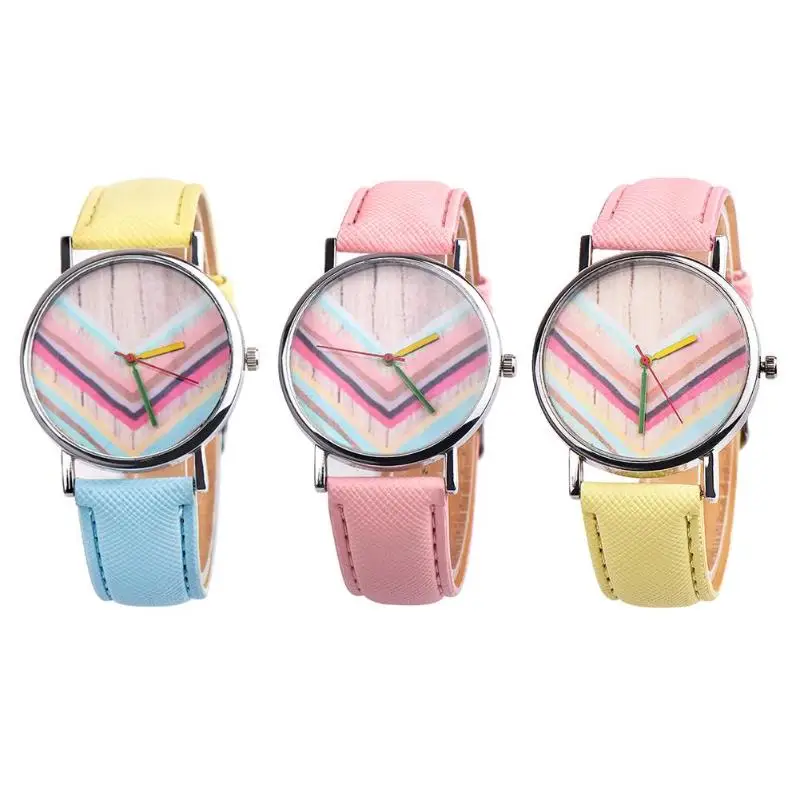 Водонепроницаемый кожаный ремешок Кварцевые женские часы деревянные наручные