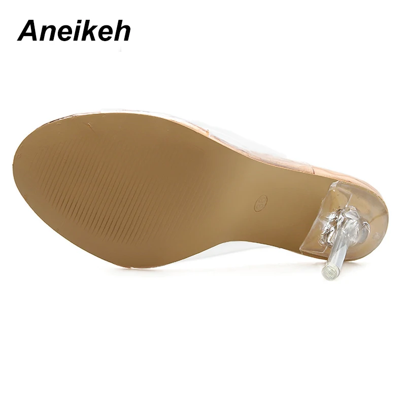 Женские прозрачные босоножки Aneikeh из ПВХ на высоком каблуке большие размеры 41