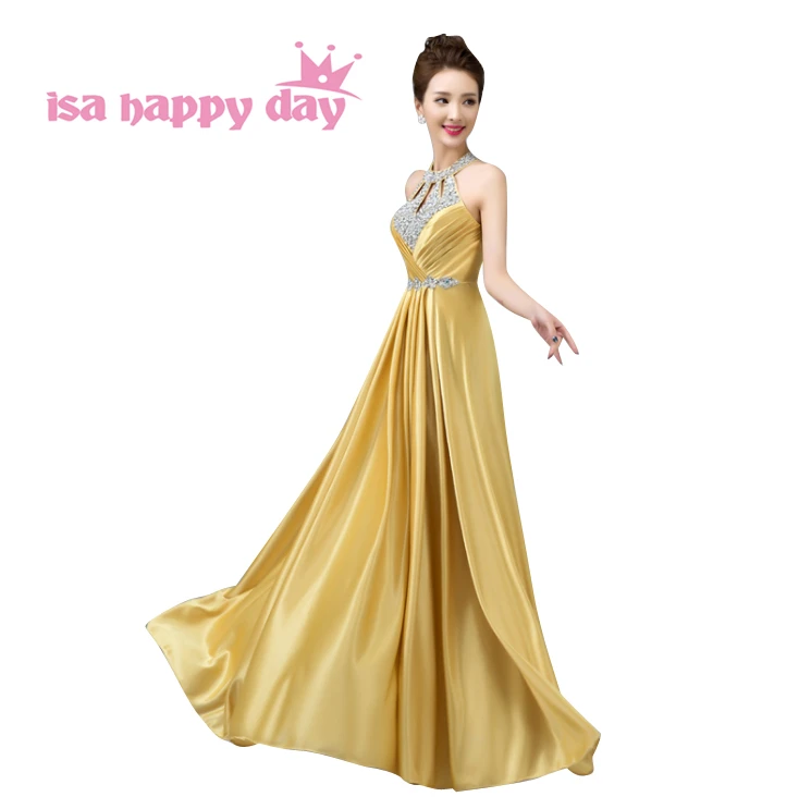 Женское золотистое вечернее платье с лямкой на шее элегантное пикантное для