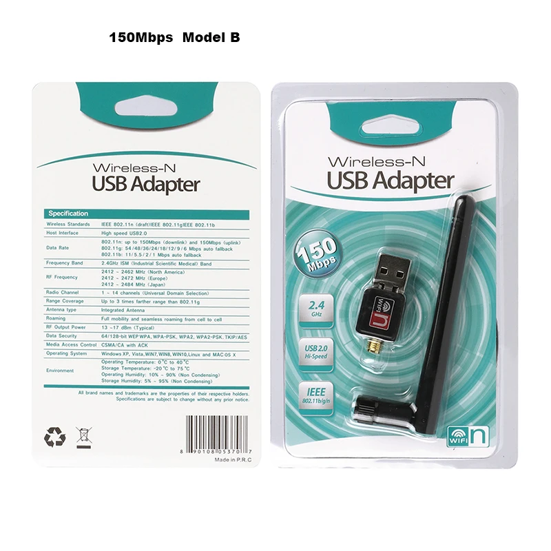 Беспроводной USB Wifi адаптер Бесплатный драйвер 150 Мбит/с Lan USB Ethernet 2,4G Wi-Fi сетевая карта Wifi ключ 802.11b/g/n