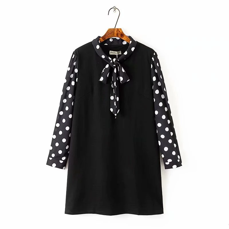 Женское платье большого размера винтажные платья трапеции в горошек с длинным