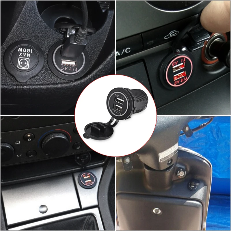 Водонепроницаемое автомобильное зарядное устройство с двумя USB-портами 5 В а/1 А