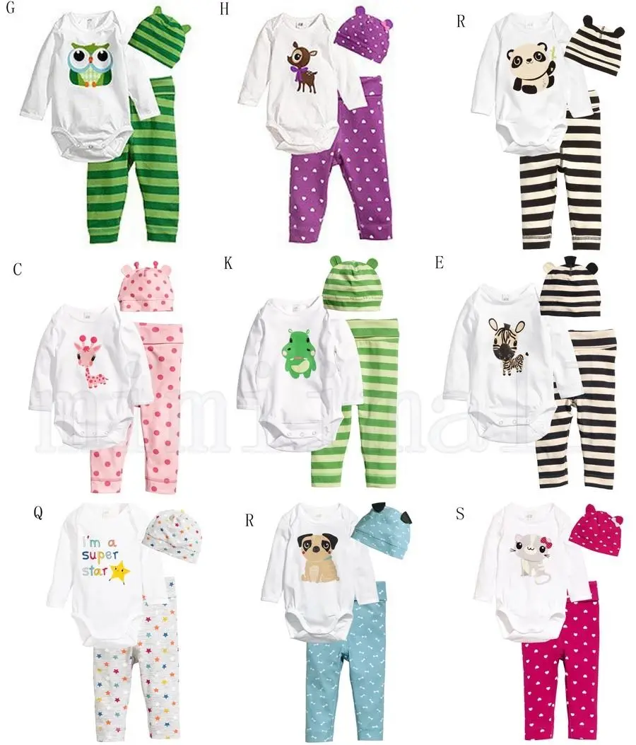 2016 мода 3 шт. Kid мальчик девочка прекрасный мультфильм новорожденных боди