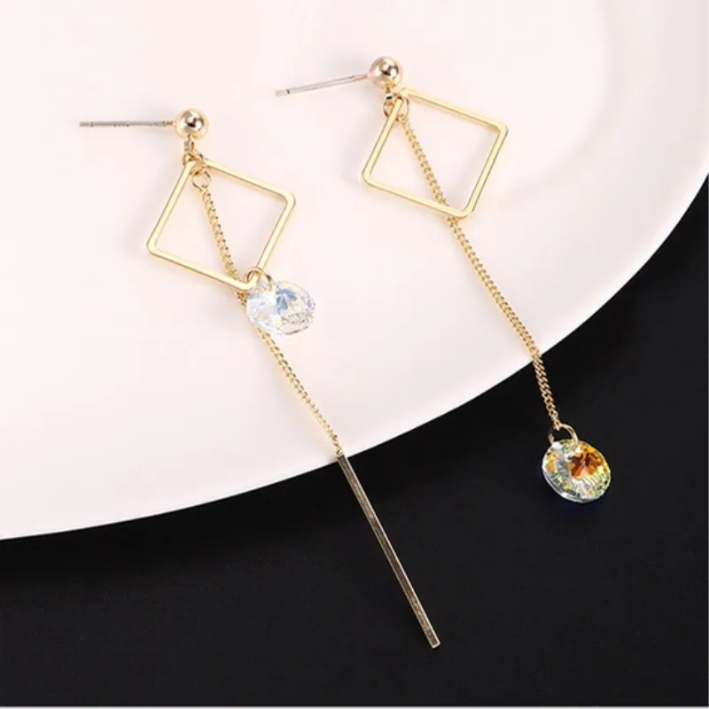 Корейская Асимметричная серьга с кристаллом от swarovski для женщин 2019 Ms украшения