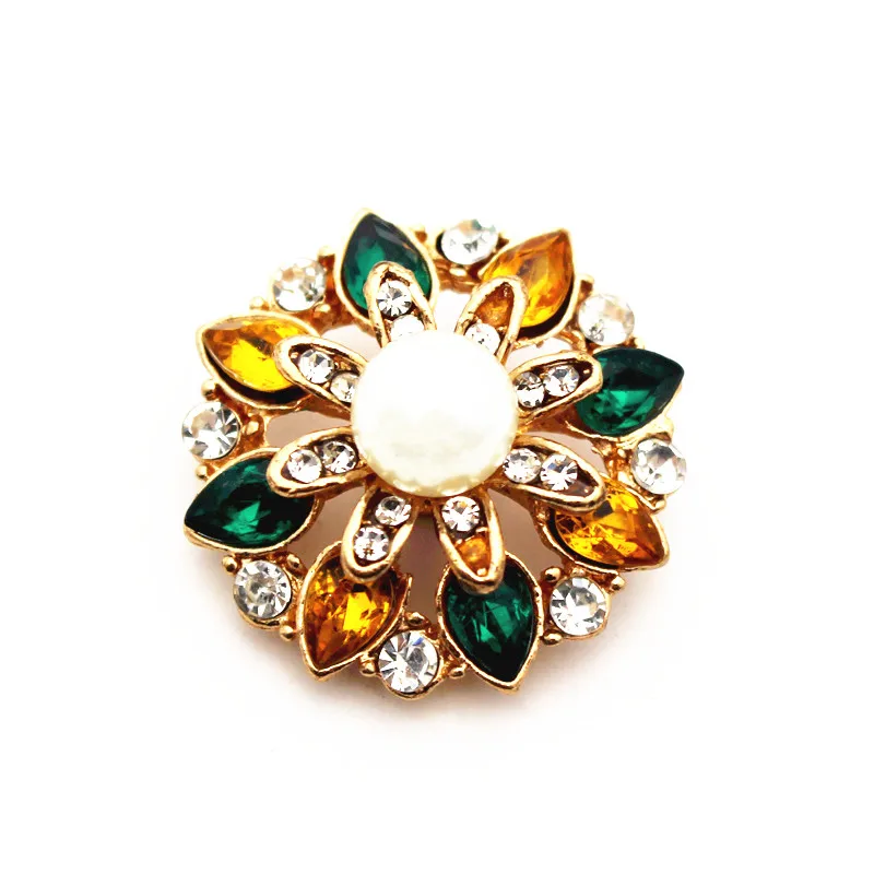 10 шт./лот золотые пуговицы с вырезами в виде цветов искусственных кристаллов