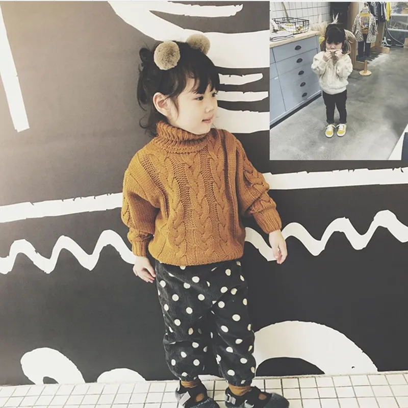 

Autumn Winter New Children Turtleneck Sweaters Fashion Outwear Fleece Warm Pullovers Cardigan Coat Korean Outwear Sweaters 2-7Y