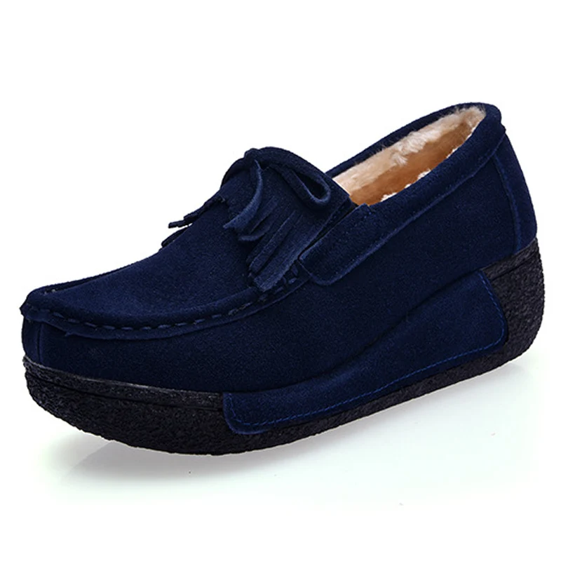 2019 обувь из искусственной замши на толстой резиновой подошве с бантом женские