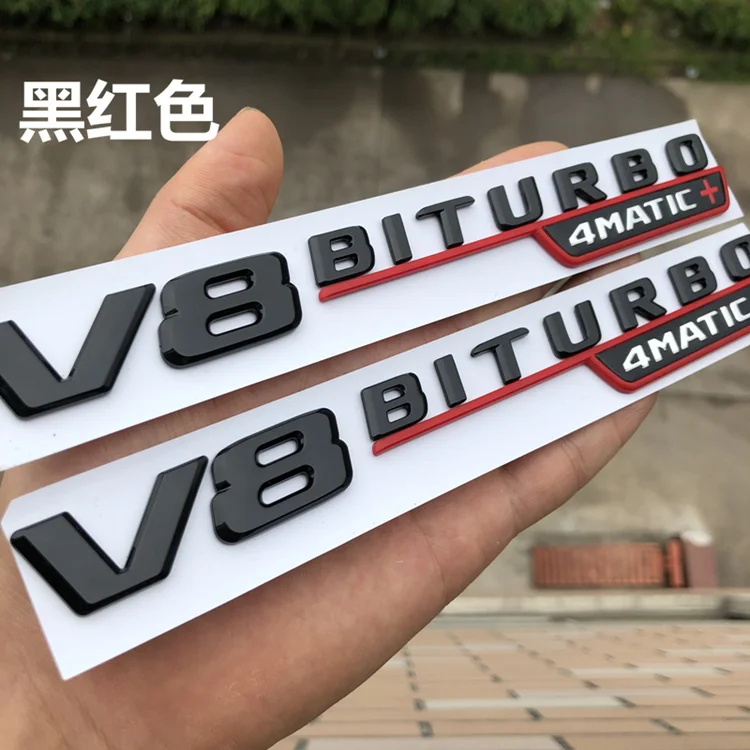 Одна пара 2018 + для Mercedes V8 BITURBO 4matic плюс крыло автомобиля AMG эмблема из хрома логотип