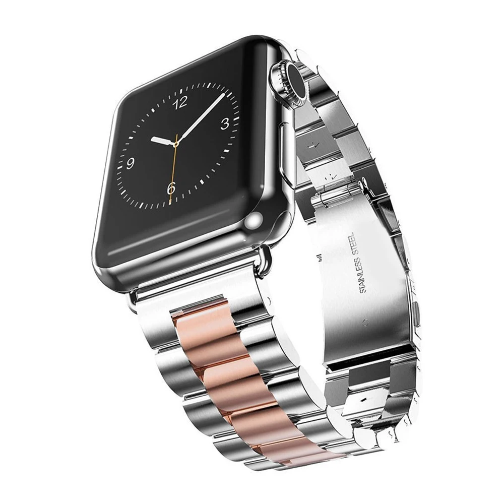 Ремешок из нержавеющей стали для Apple Watch band 44 мм 40 металлический роскошный браслет