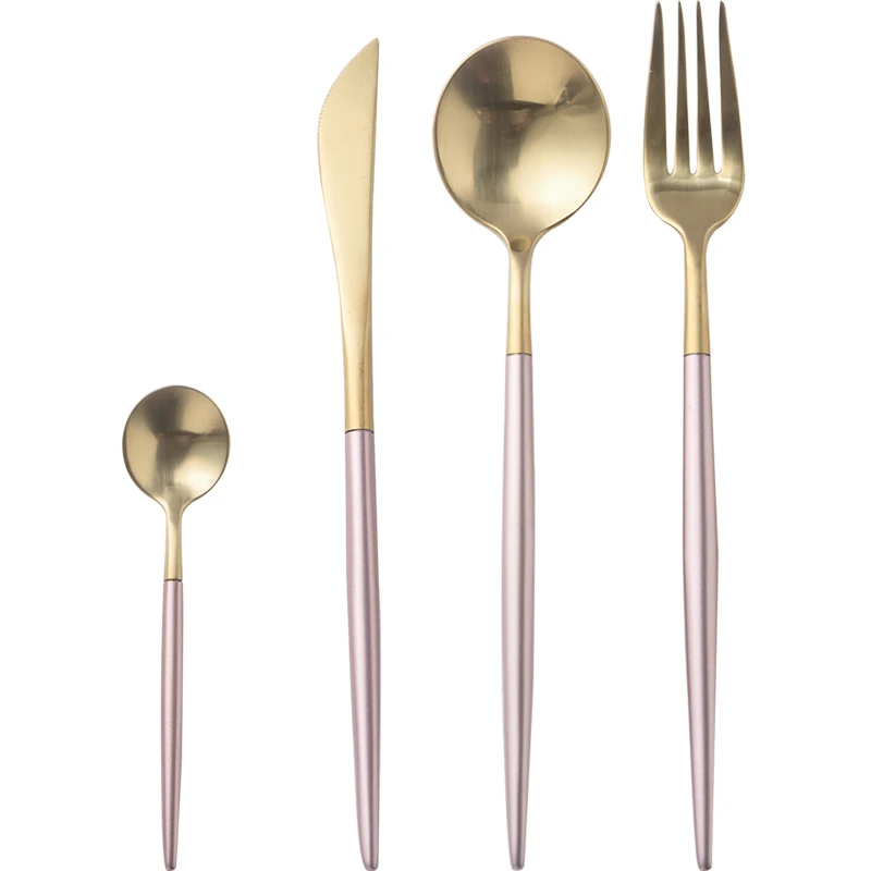 Набор розовых столовых приборов из нержавеющей стали 304