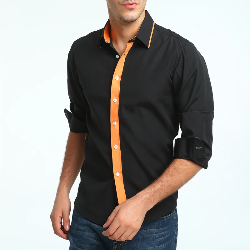 Brand 2018 Fashion Placket Male Shirt Long-Sleeves Tops British Business Casual Mens Dress Shirts Slim Men XXXL | Мужская одежда