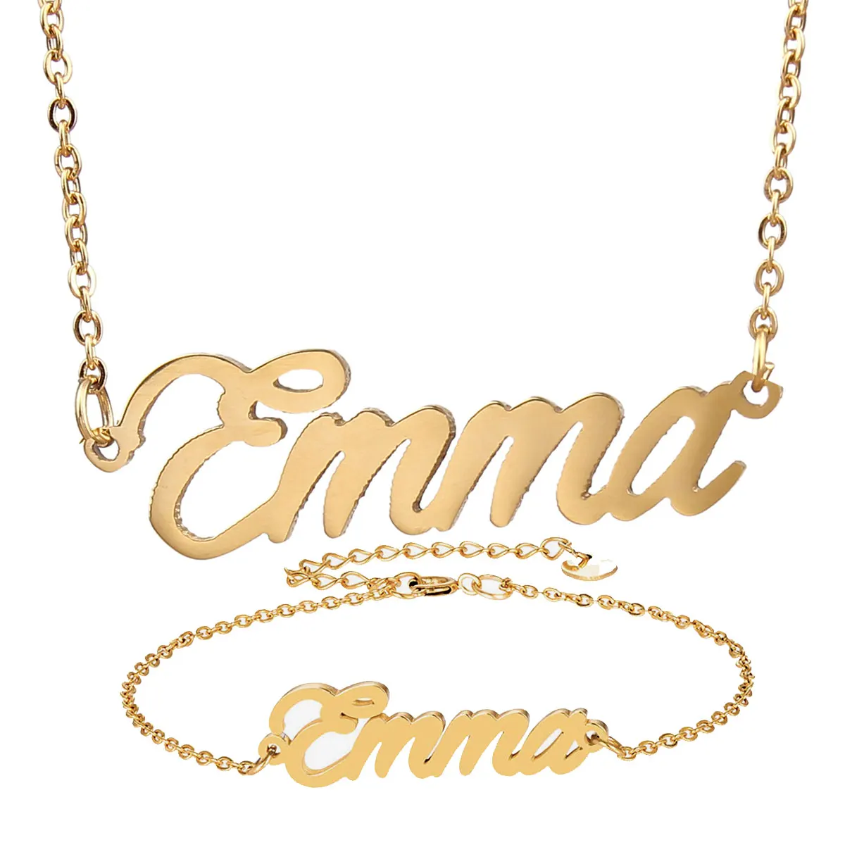 Модное ожерелье из нержавеющей стали + браслет набор &quotЭмма&quot с надписью