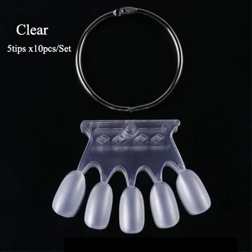 Clear Crown Tips 50 шт., накладные ногти, подсказки, дисплей, овальная Корона, природа, прозрачный лак для ногтей, гелевая подставка, акриловая практика, диаграмма, палитра с кольцом CH929/767 - Цвет: Clear Crown Tips