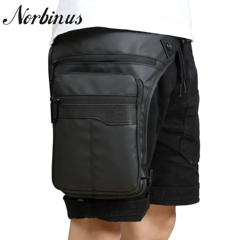 

Norbinus Men Waist Bag Waterproof Nylon Travel Fanny Packs Motorcycle Rider Drop Thigh Hip Belt Leg Bag Crossbody Bags for Men