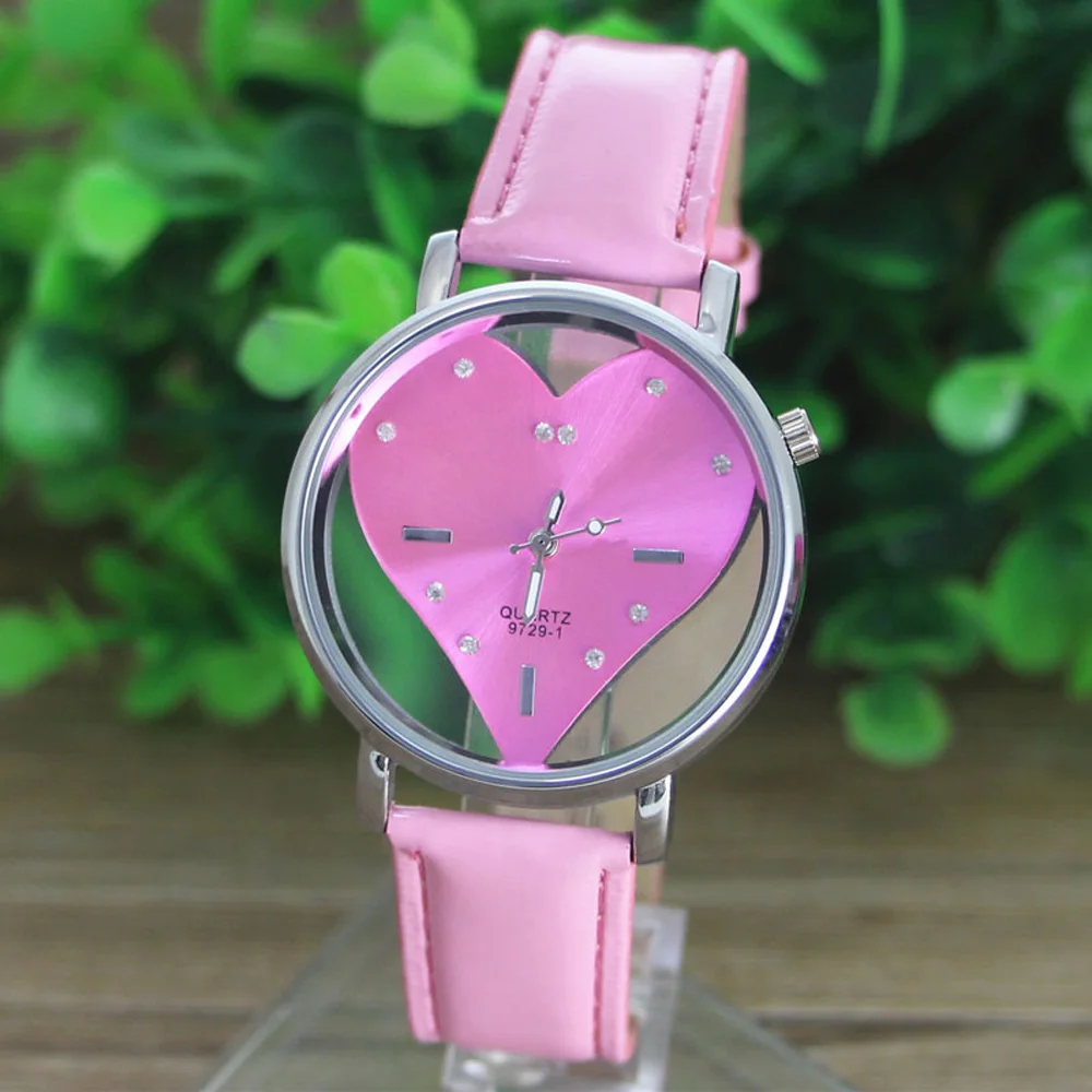 Хит 2018 женские часы из искусственной кожи с прозрачным циферблатом полым