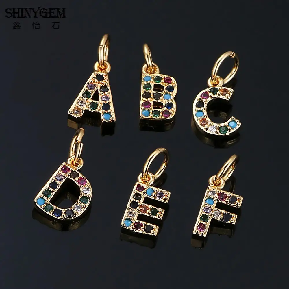 ShinyGem 07*08 мм Золотая инкрустация Стразы оригинальные ожерелья с буквой красочные