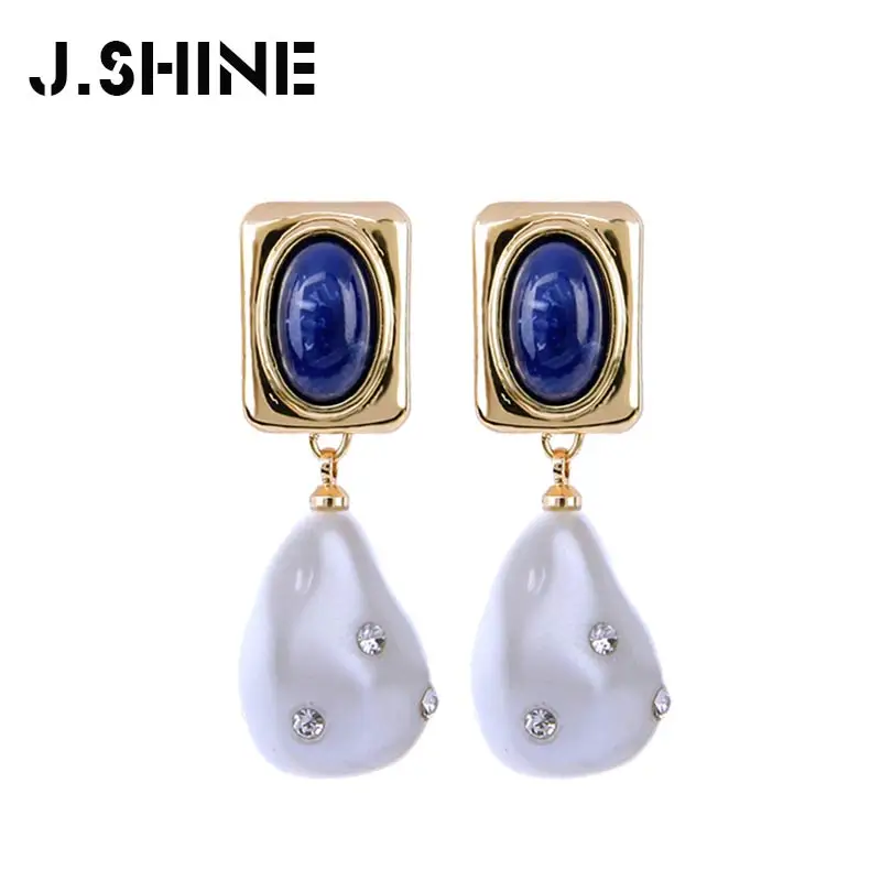 JShine серьги Модные ювелирные изделия длинные висячие серьги для женщин большой неправильной формы акриловые жемчужные Кристальные геометрические свисающие серьги