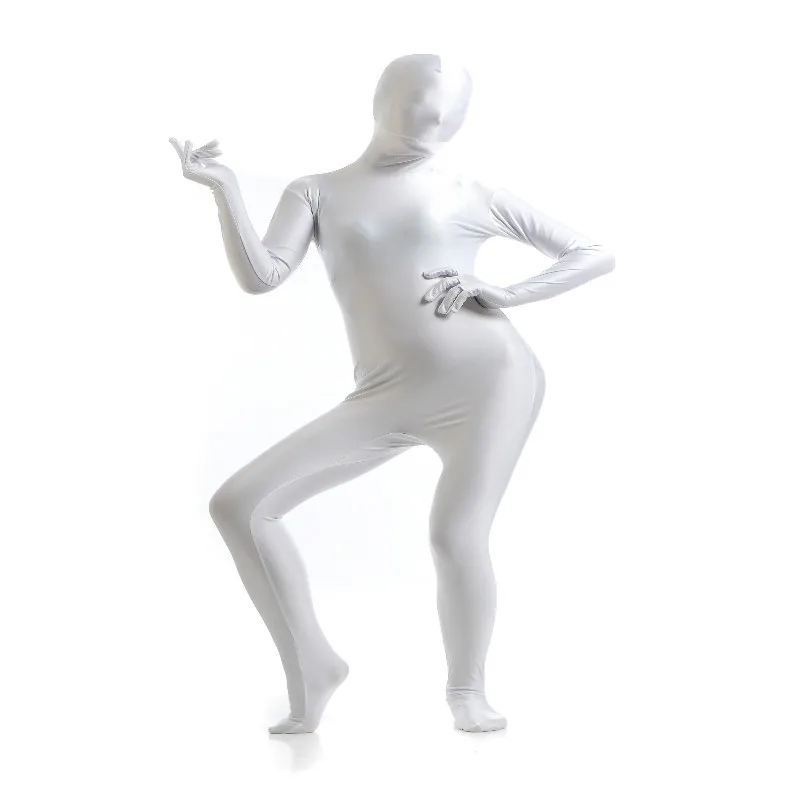 white Взрослый костюм Zentai из лайкры на все тело, на заказ, для Хэллоуина, для женщин, вторая кожа, облегающие костюмы, спандекс, комбинезон из лайкры, костюмы для косплея - Цвет: white