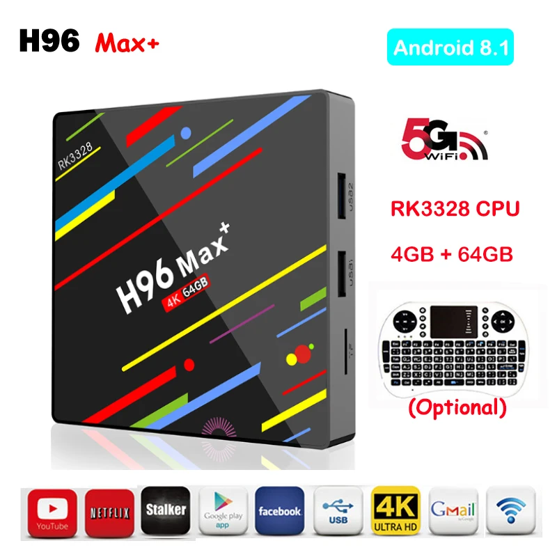 H96 MAX Plus Rockchip RK3328 Android 8 1 ТВ приставка 4 Гб ОЗУ 64 ПЗУ 2 г/5 ГГц Wifi H.265 к смарт медиаплеер