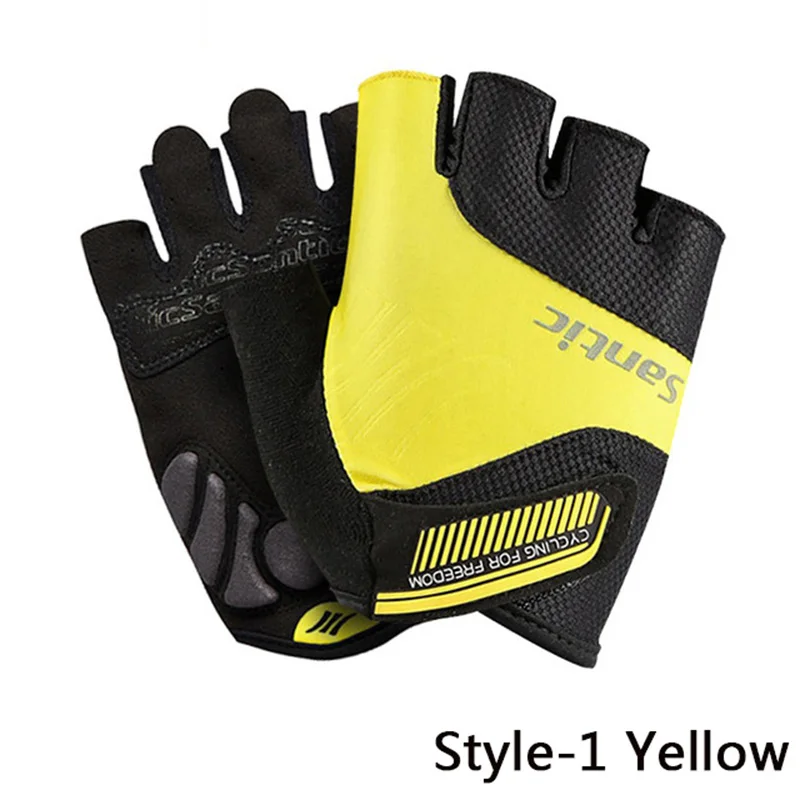 Yellow-Style 1 SANTIC мужские и женские профессиональные перчатки для велоспорта, перчатки для шоссейного велосипеда, дышащие противоскользящие перчатки для горного велосипеда, противоударные - Цвет: Yellow-Style 1