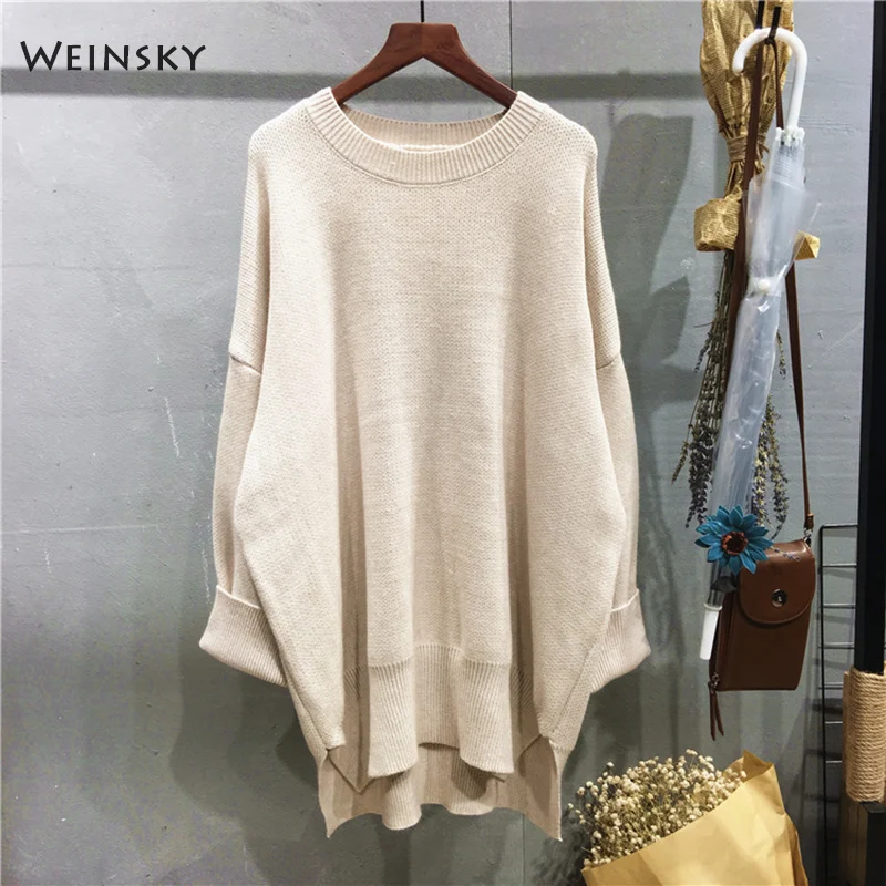Weinsky Casual Women Knitted Sweaters And Pullovers Ladies Autumn Winter 2018 Korean Oversized Long Yellow White | Женская одежда