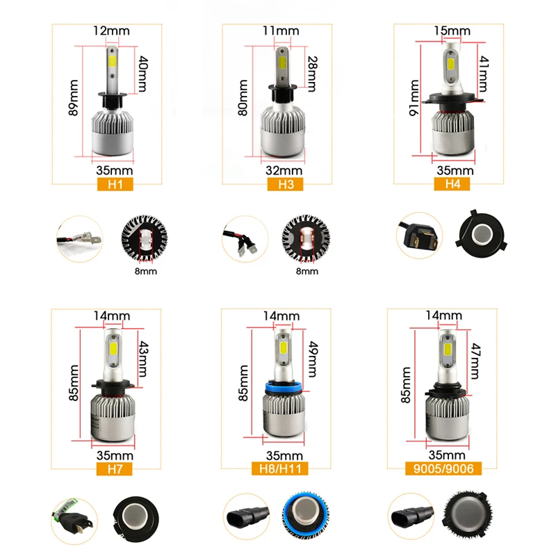 лампочки для авто 2 Шт. 12 В Led Лампы H7 Комплект H11 H4 удар Авто Светодиодные Туман
