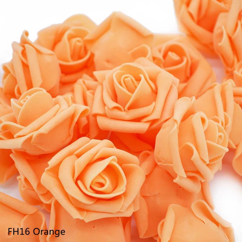 orange 4 см ПЭ пены розы искусственные головки цветов для свадьбы дома цветок украшения DIY декоративный венок Роза плюшевый медведь Скрапбукинг - Цвет: orange