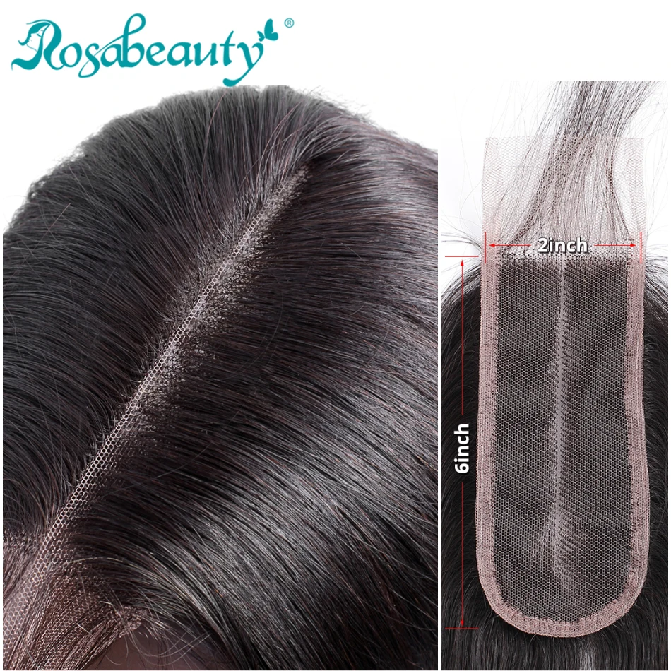Rosabeauty глубокая часть закрытие бразильские Прямые Закрытие 2x6 Кружева 100%