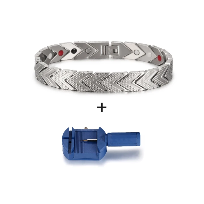 silver with tool Vinterly, черные магнитные браслеты, мужские звенья цепи, браслет из нержавеющей стали, мужские энергетические германиевые браслеты для здоровья, браслеты для мужчин - Окраска металла: silver with tool