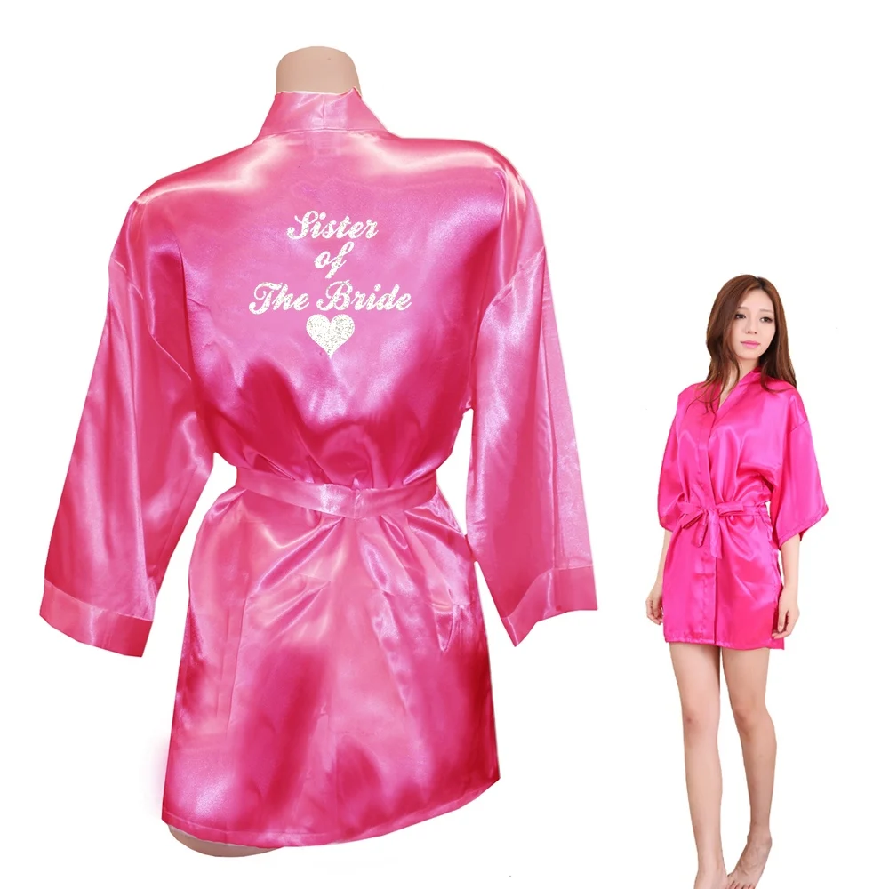 04 Rose Silver DongKing/свадебные платья для вечеринок для сестры невесты с золотым блестящим принтом в виде сердца, кимоно, атласный Свадебный Халат - Цвет: 04 Rose Silver