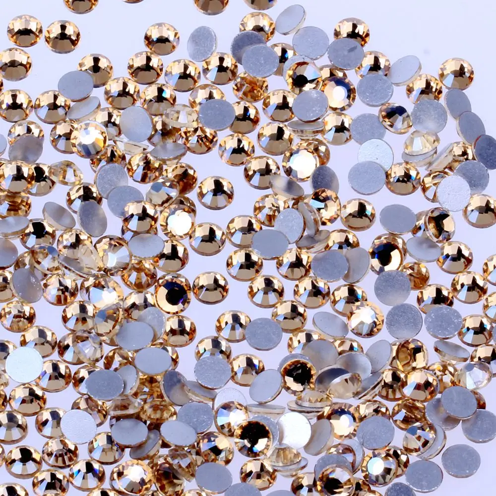 Gold Champagne SS3-SS30 And Mixed Sizes Rhinestones For Nails Art Decoration Flatback Glue On Strass Stones DIY Crafts Garments