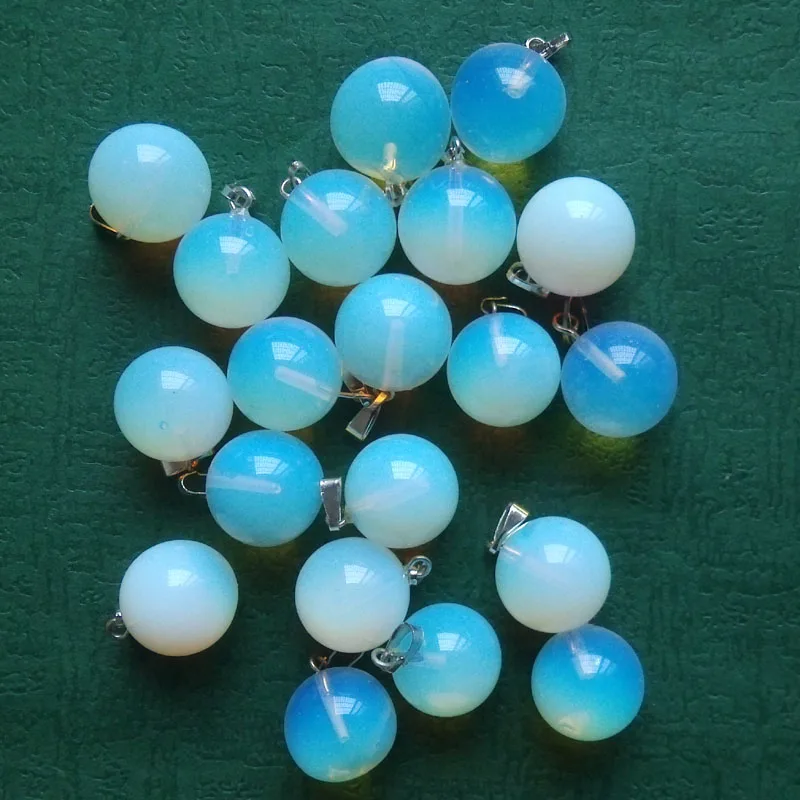

2017 fashion hot sale high quality opal stone round ball charm pendants for jewelry making 50pcs/lot wholesale free shipping